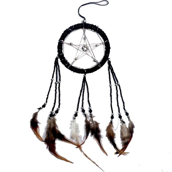 Dreamcatcher with pentagram, 10 cm