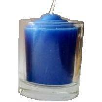 Votive candle in a glass, blue, solid coloured