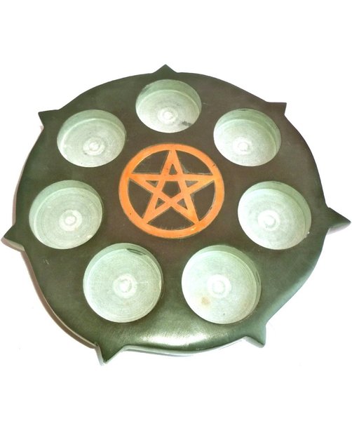 Teelicht-Halter Pentagramm aus Speckstein