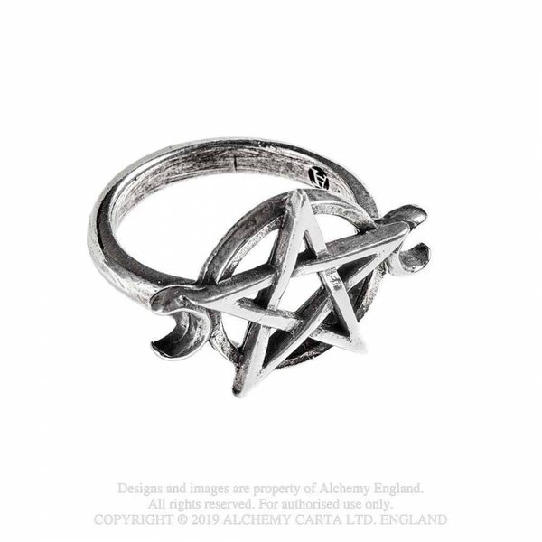 Pentagramm Ring Triple Goddess
