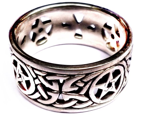 Ring Pentagramm Silber, Größe 64