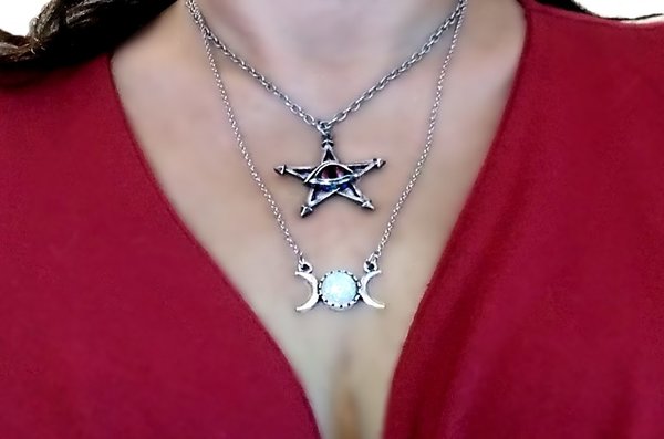 Wicca Halskette Dreifachmond