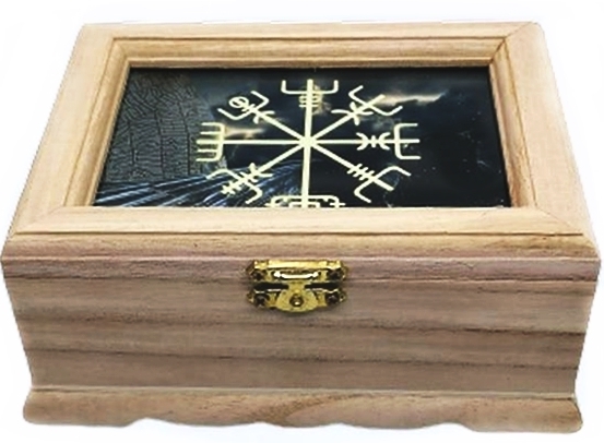 Box with symbol under glass
